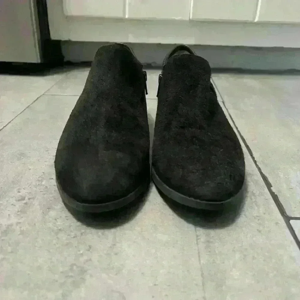 Jack Rogers Avery Black Leather Suede Whipstich Low Ankle Booties Size 8